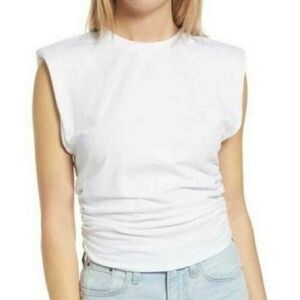 AFRM Bille Side Ruched Muscle Tank Top with Shoulder Pads